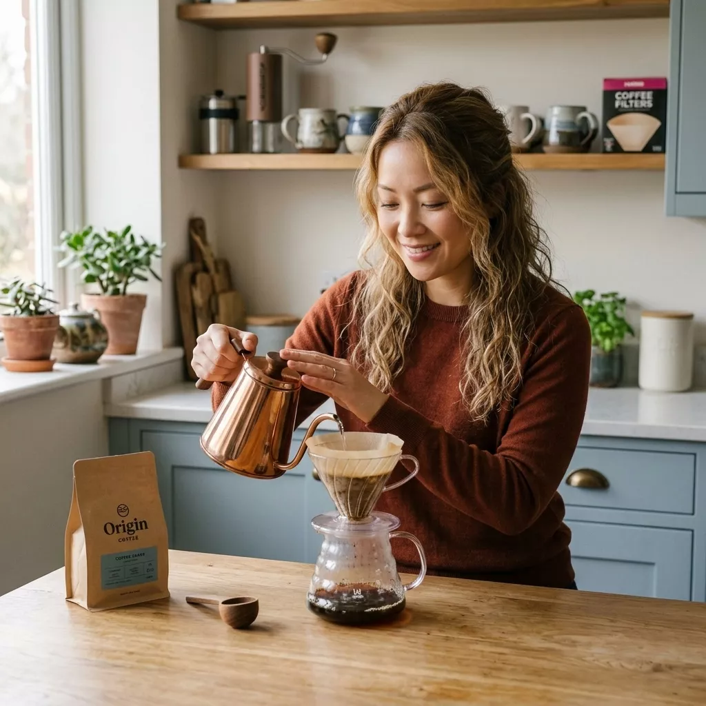 Zelda Vance making tea in her kitchen
